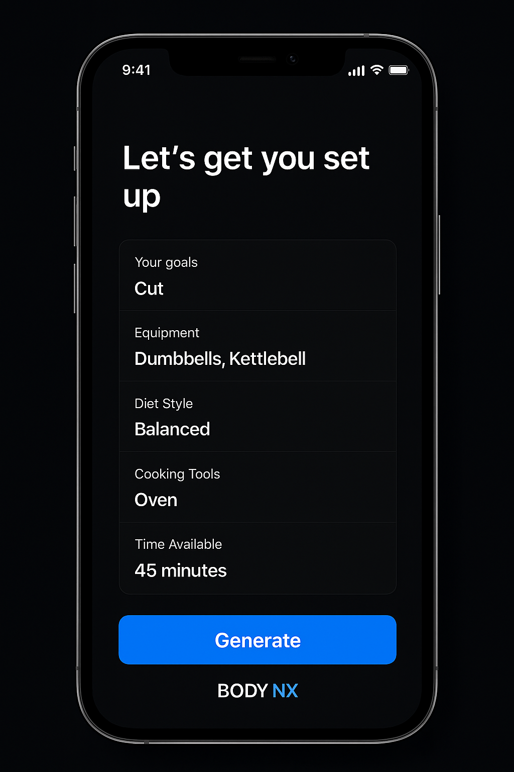 How BODY NX works mockup